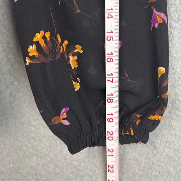 Madewell Georgette Ruffle-Collar Oversized Blouse Falling Freesias Boho Chic XXS - Picture 7 of 10